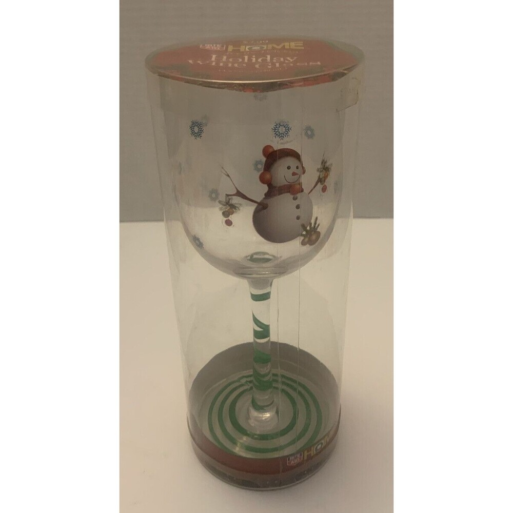 Happy Holidays Wine Glass 9 in snowman New in Package Great Gift